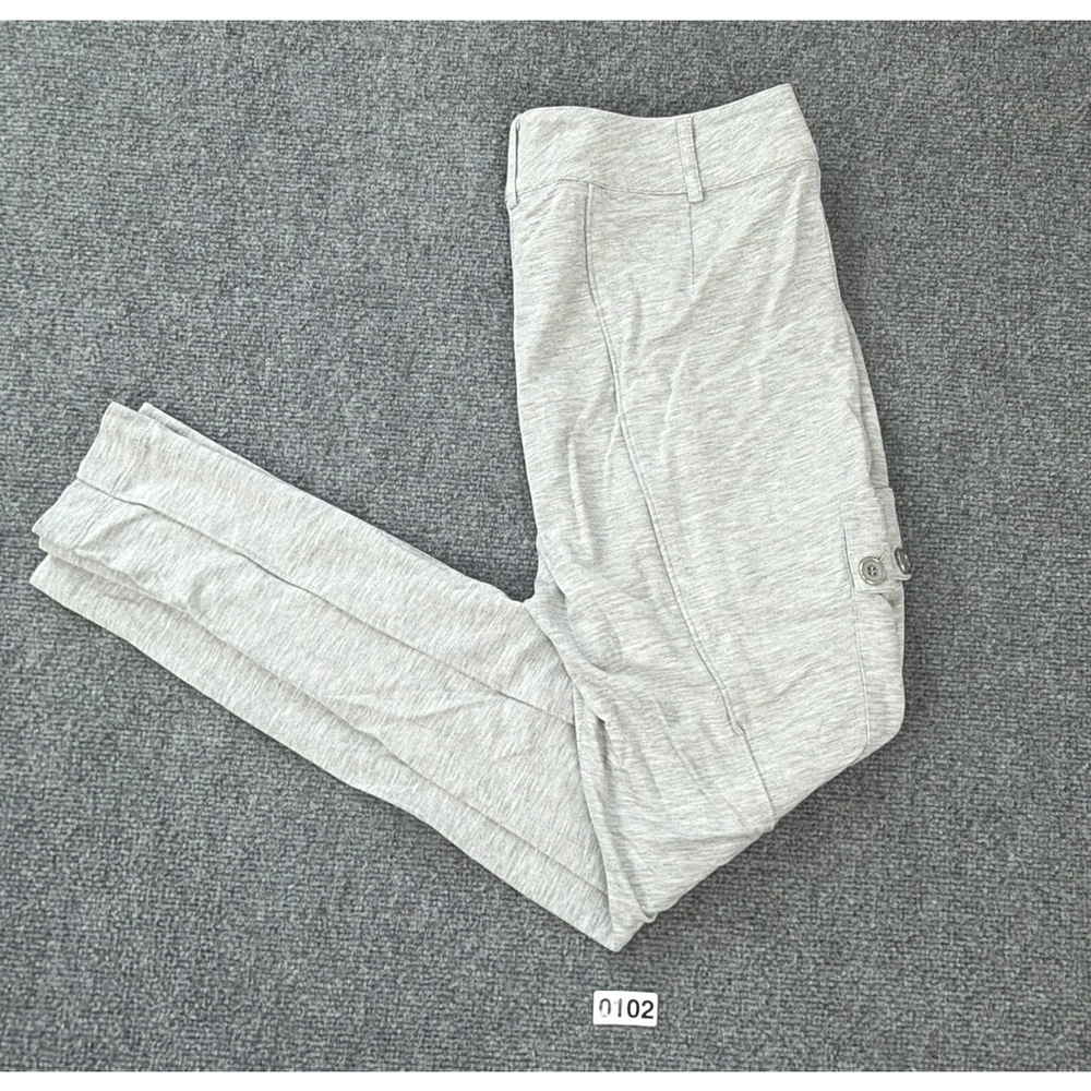 St‎ John Pants Womens 8 Gray Jersey Cargo Slim Tapered Ankle Zip Pockets Stretch